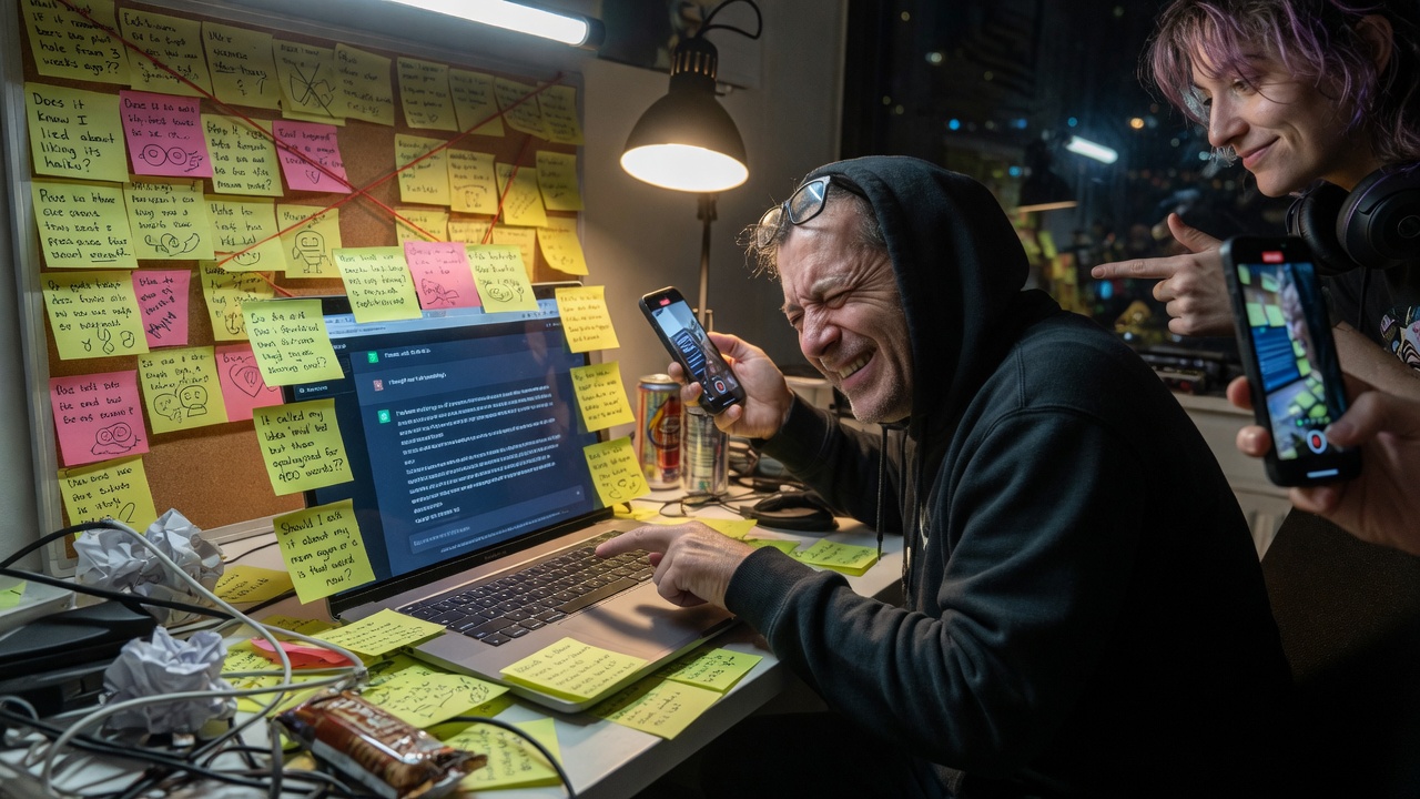 Editorial press photo of a smartphone delete-app confirmation dialog beside a chat thread mid-farewell, dim desk lighting, cinematic news photograph style.