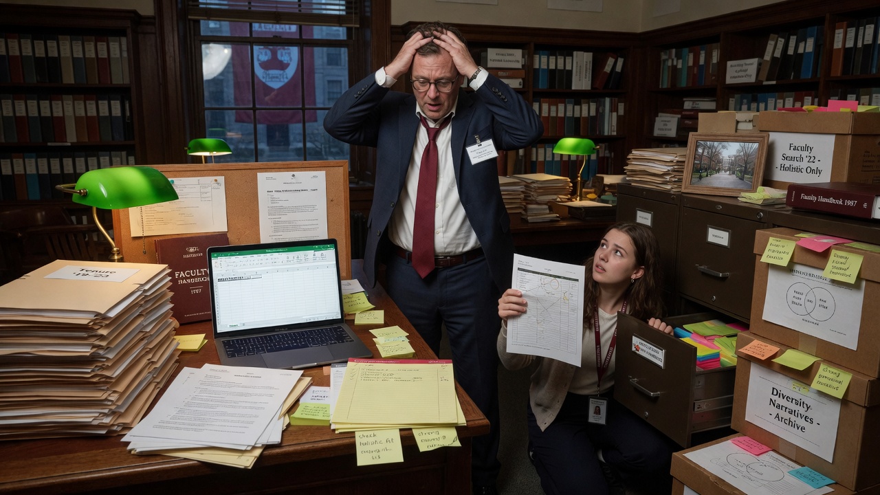A locked filing cabinet labeled 'NUANCE' sits untouched in a dusty university records office.