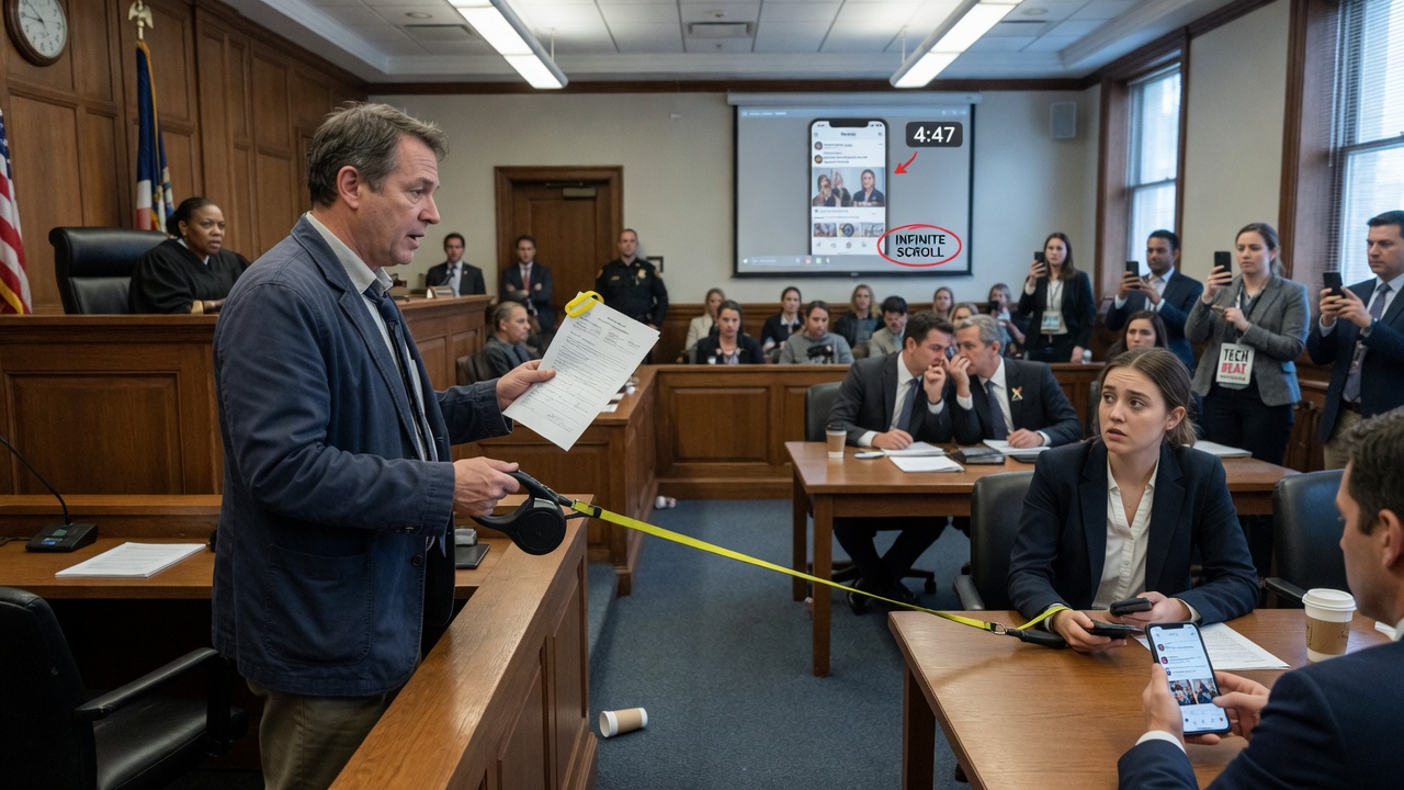 A courtroom exhibit displays a giant framed heat-map of a glowing smartphone screen worn smooth by a thumb.