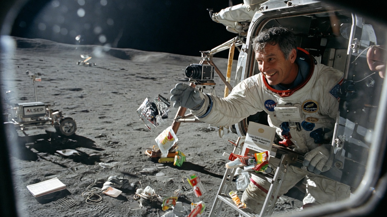 MAN FINALLY LITTERS ON THE MOON, CALLS IT SCIENCE