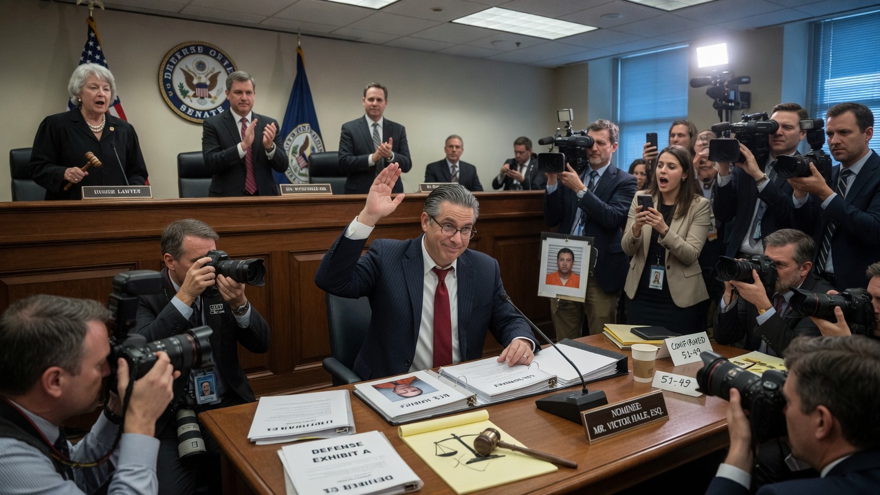 A DOJ visitor badge printer producing a badge reading 'Counsel of Record' instead of 'Witness'